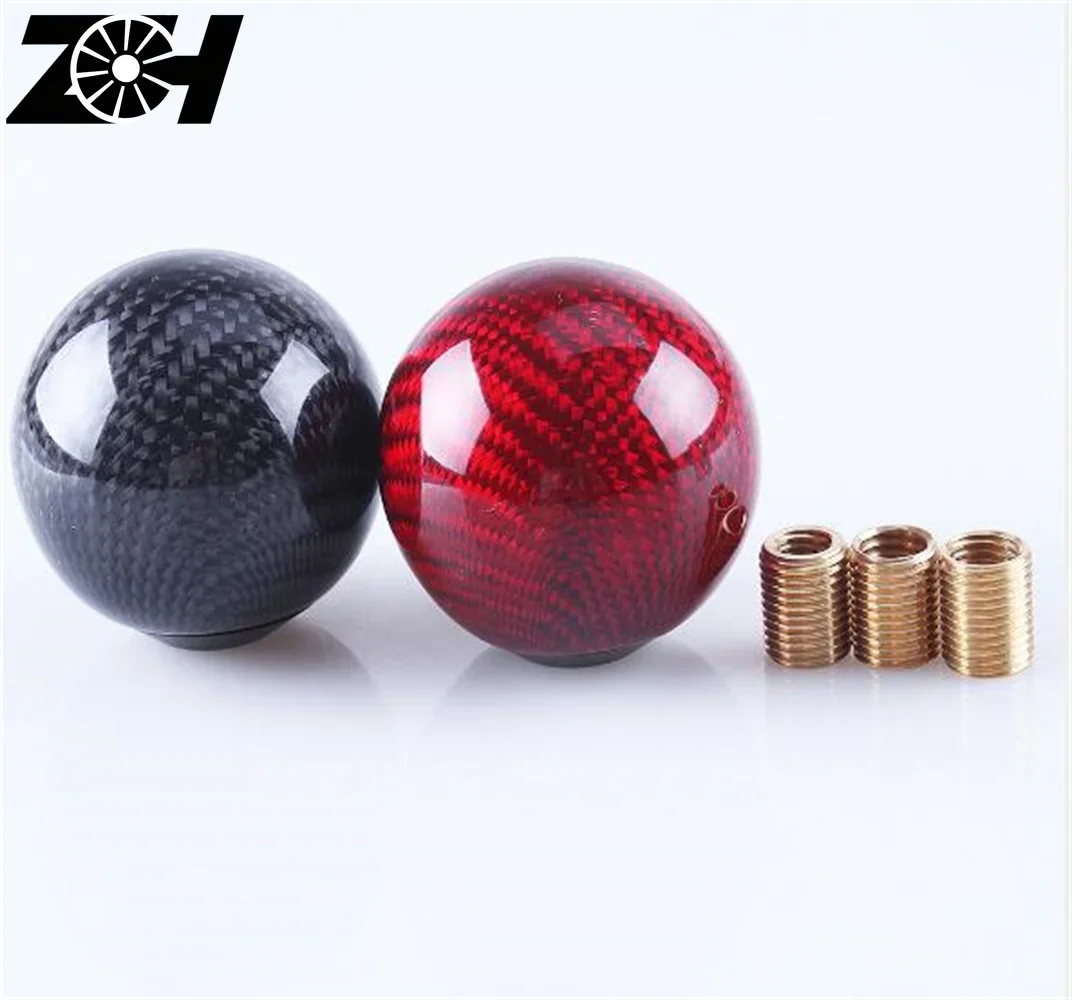 Universal Car Carbon Fiber Ball Stripe Gear Shift Knob AT MT Shifter Lever Automobile Accessories Fit For Honda Toyota Nissan