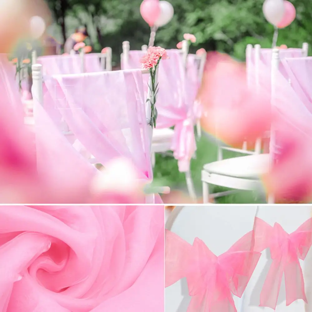 1pcs Home Hotel Chairs Decoration Ribbon Chair Bows Sashes Chair Back Decor Events Banquets Wedding Reception Supplies