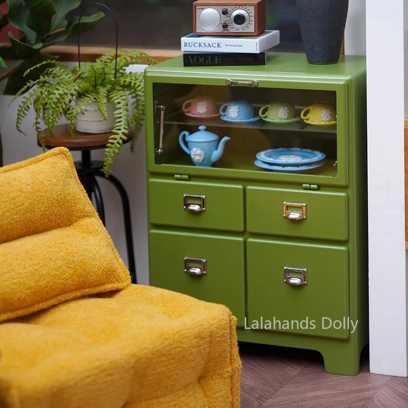1/6 Dollhouse Simulated Plastic Combination Sideboard/storage Cabinet Miniature Items Kitchen Furniture Decoration Accessories