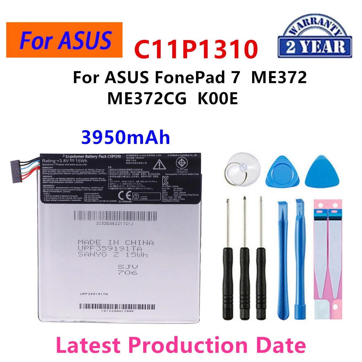 

Совершенно новый аккумулятор C11P1310 3950 мАч для ASUS FonePad 7 ME372 ME372CG K00E, аккумулятор для планшетов + инструменты