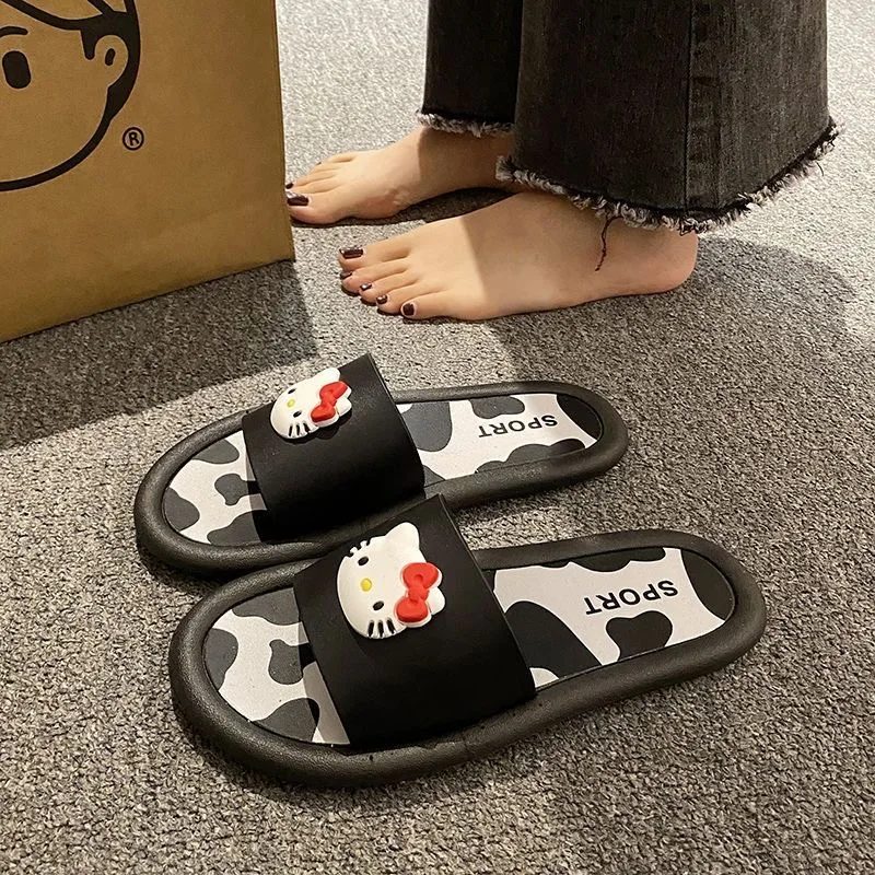 Female Summer Fashion Cute Hello Kitty Home Bathing Soft soled Slippers Non slip Indoor Beach Shoes