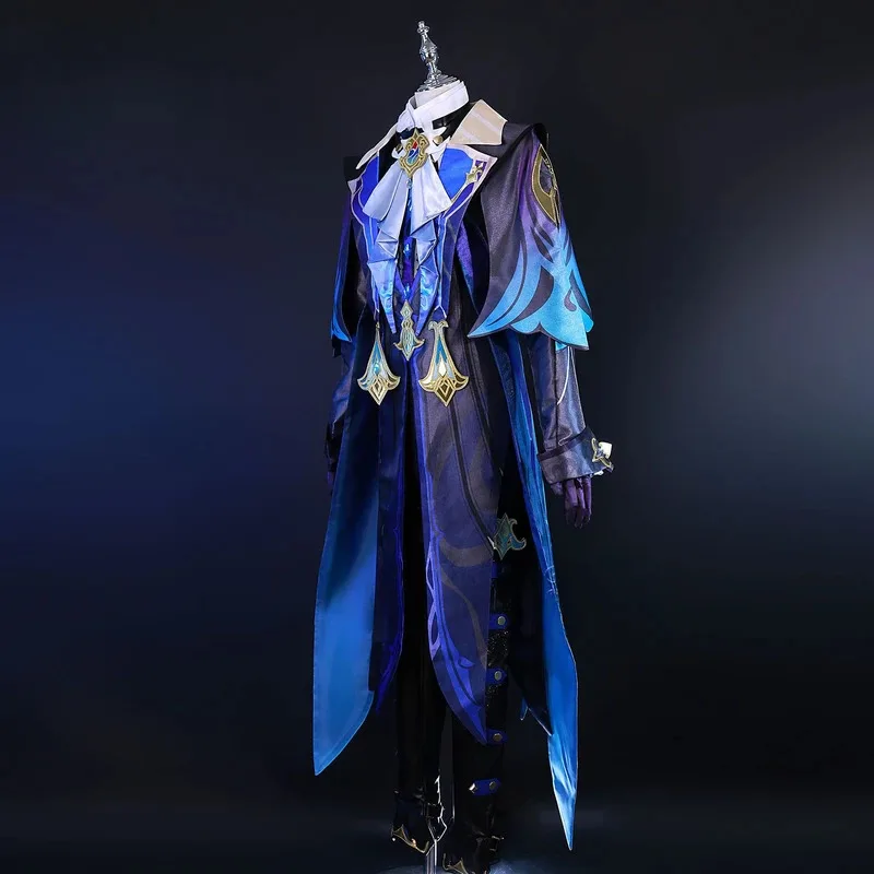 متوفر Xs-2xl نيوفيليت أزياء تنكرية شعر مستعار أنيمي لعبة Genshin Impact فونتين القاضي العليا كوسبلاي حفلة الهالوين للرجال