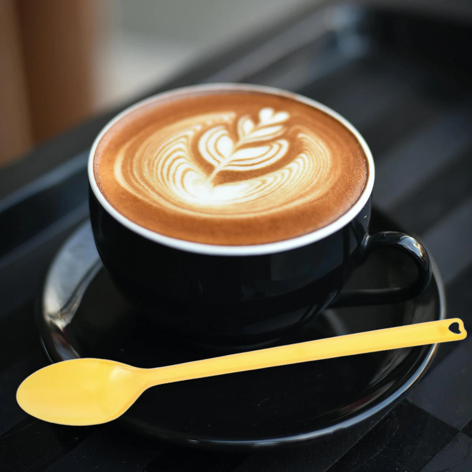 

100Pcs Coffee Stirring Spoons Long Handle Plastic Stirrers for Iced Tea Latte Cocktails Home Commercial Use Yellow