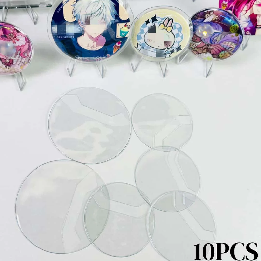 10PCS Anime Badge Protector Case 58mm/75mm PVC Round Shield Dustproof Display Cover for Metal Pins Storage Student Supplies Gift