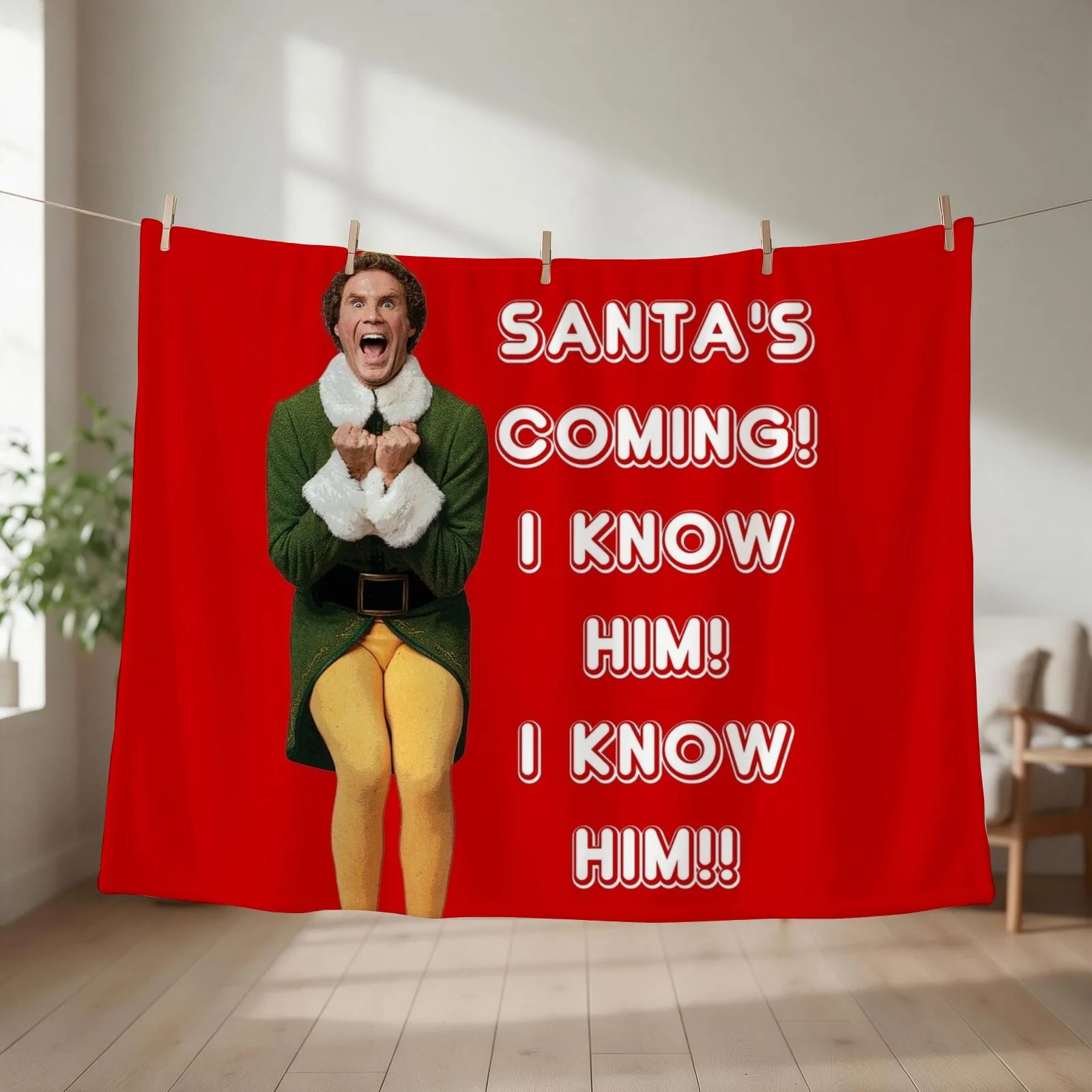 SANTA'S COMING! I KNOW HIM! Elf The Movie Will Ferrell Buddy Christmas Throw Blanket Plush cosplay anime For Sofa Thin Blankets