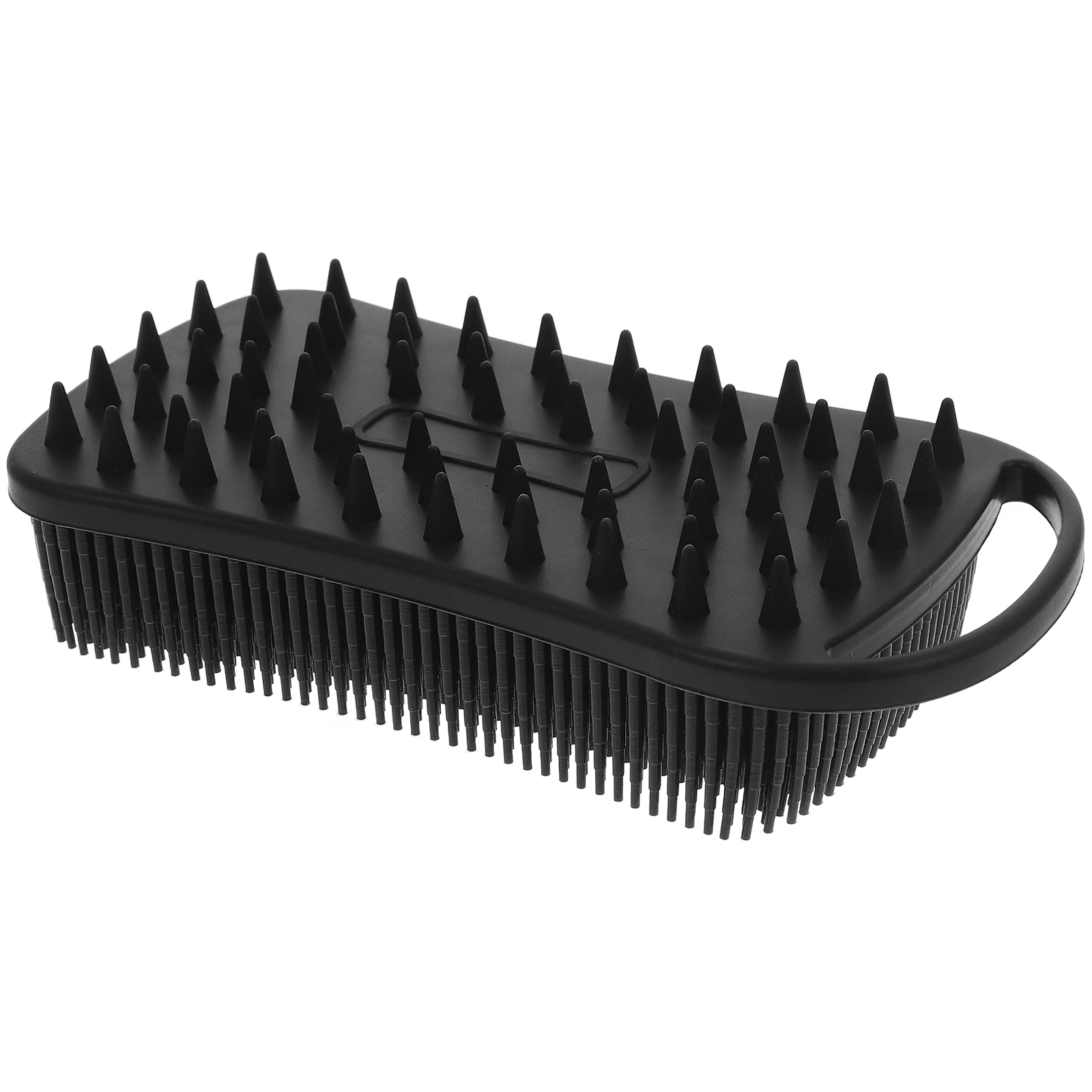 

Silicone Beard Body Cleansing Shower Scrubber Soft Bristles Black Shower Scrubber For Body Large Square Grooming Tools for Men