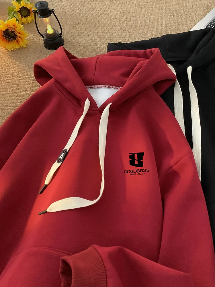 

American Sle Thiened Hoodie Men's Winter Fce Lined Casual Outerwear Red Top for Youth And Teenagers Comfortable Fit