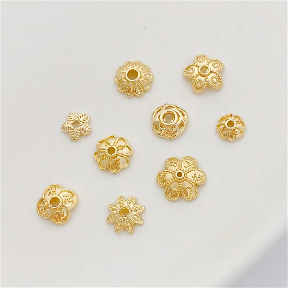 

14K Gold-Color Flower Holder, Rose Bead Holder, Bead Hat, Handmade DIY Beaded Bracelet, Necklace, Jewelry, Spacer Accessories