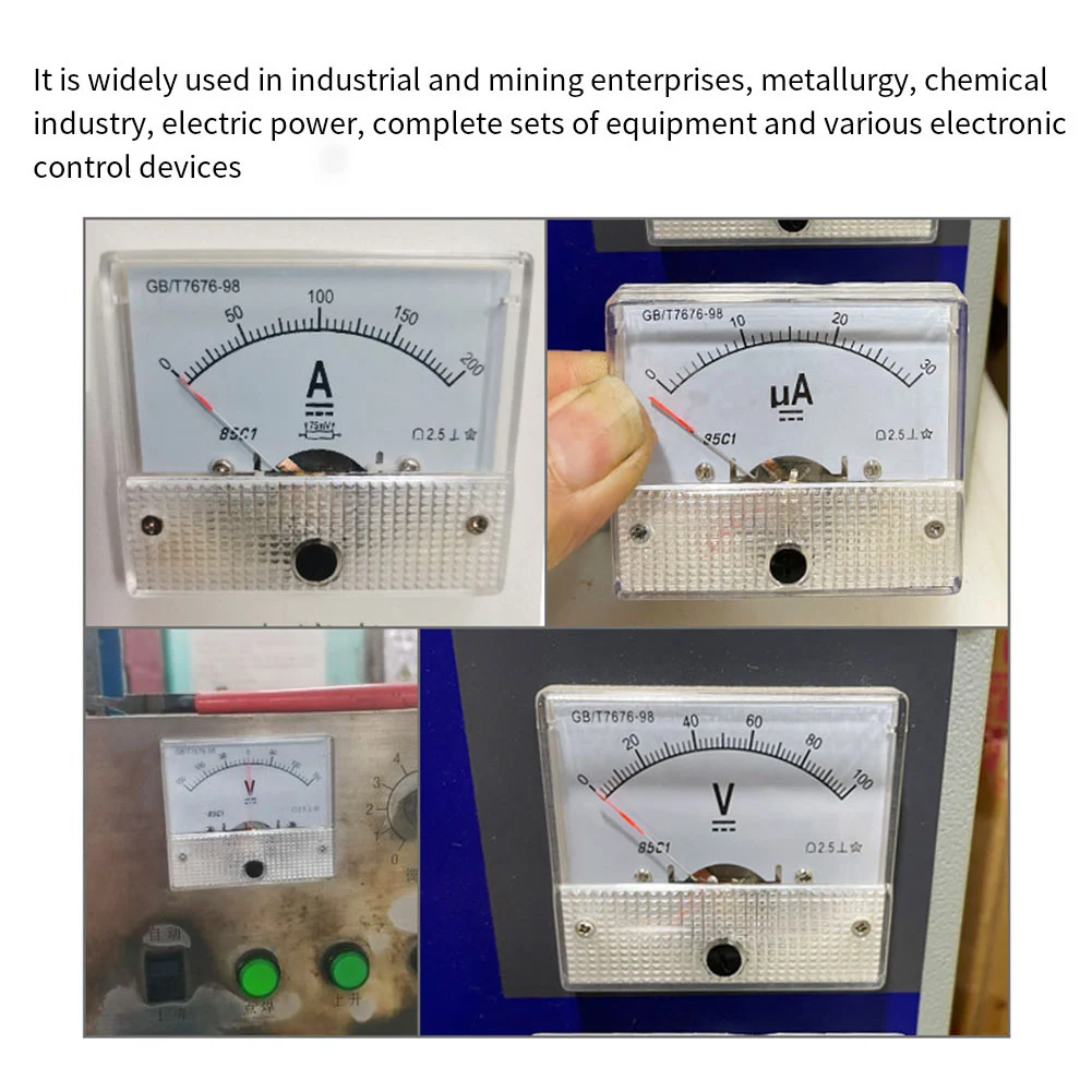 

85C1 Pointer DC Ammeter 0 to 1 Ampere with 50mm Mounting Hole and Vertical Fixed Installation for Control Boards