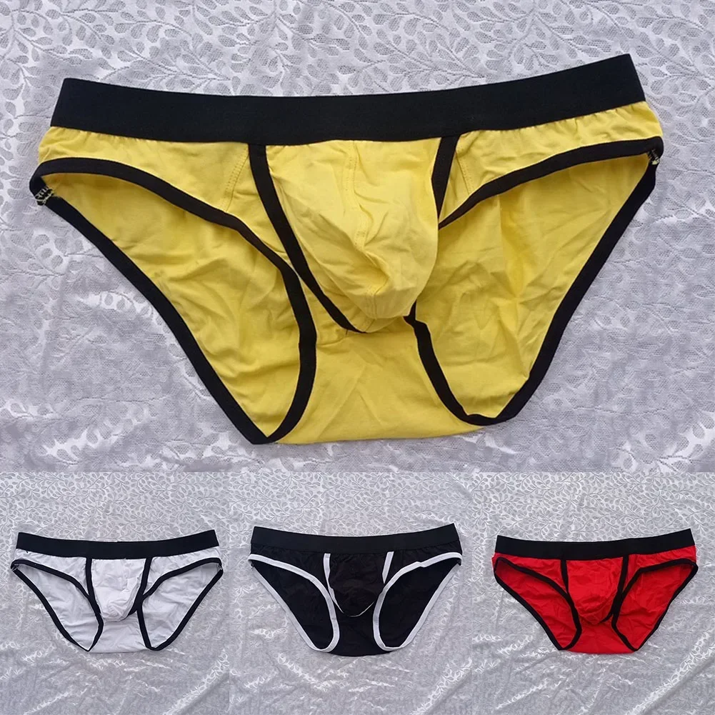 Sexy Men Low Waist Pouch Briefs Comfortable Underwear Underpants Bullet Separation Panties Elastic Sleepwear Man Swimming Trunks