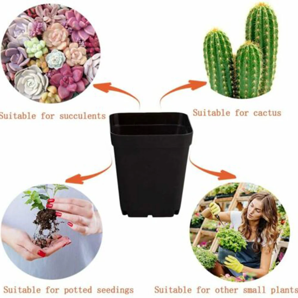 

10pcs Gardening Flower Pot Colorful Succulent Plant Trays Plastic Nursery Pot Square Gardens Home Office Decor Small Bonsai Box