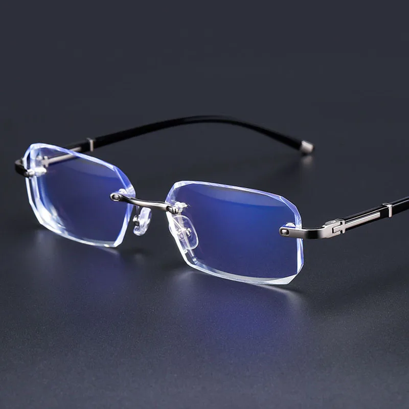 Ahora Men Rimless Business Finished Myopia Optical Glasses Frame Anti Blue Light Computer Eyewear 0-1.0to-5.5