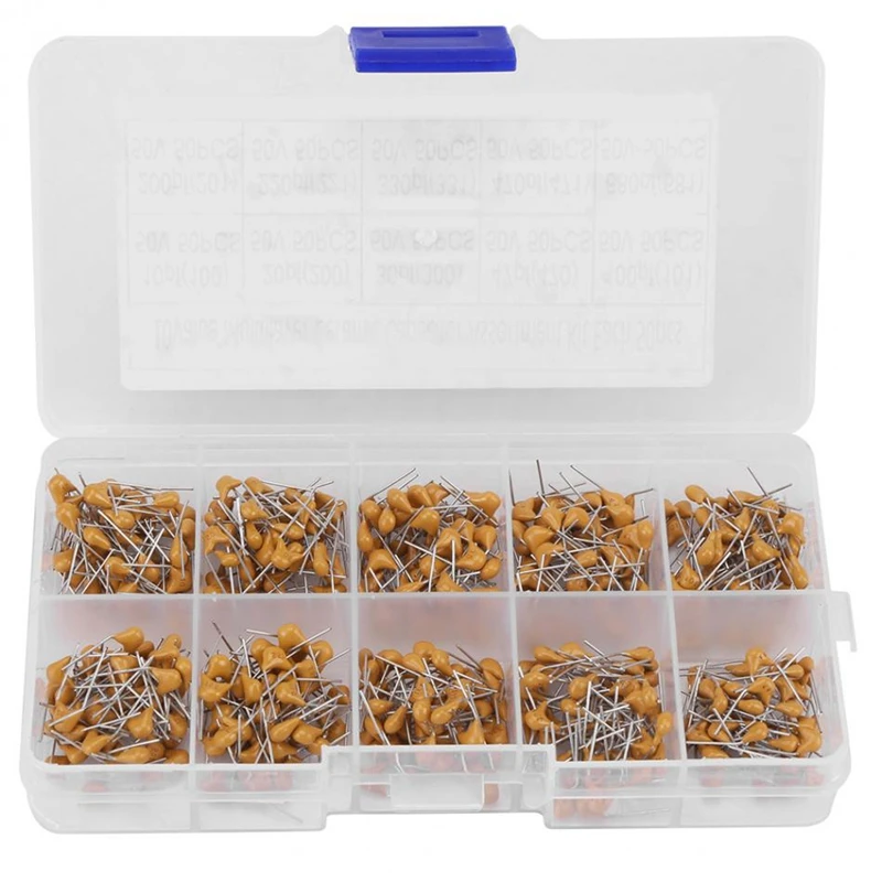 500Pcs 10 Values 10PF-680PF Monolithic Ceramic Capacitor Assorted Kit