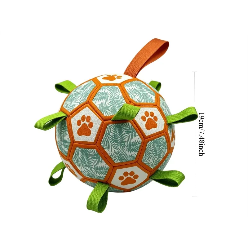 Interactive PU Leather Dog Ball Toy Inflatable Tug-of-War Surface Design Attracts Dogs Easy to Clean Durability
