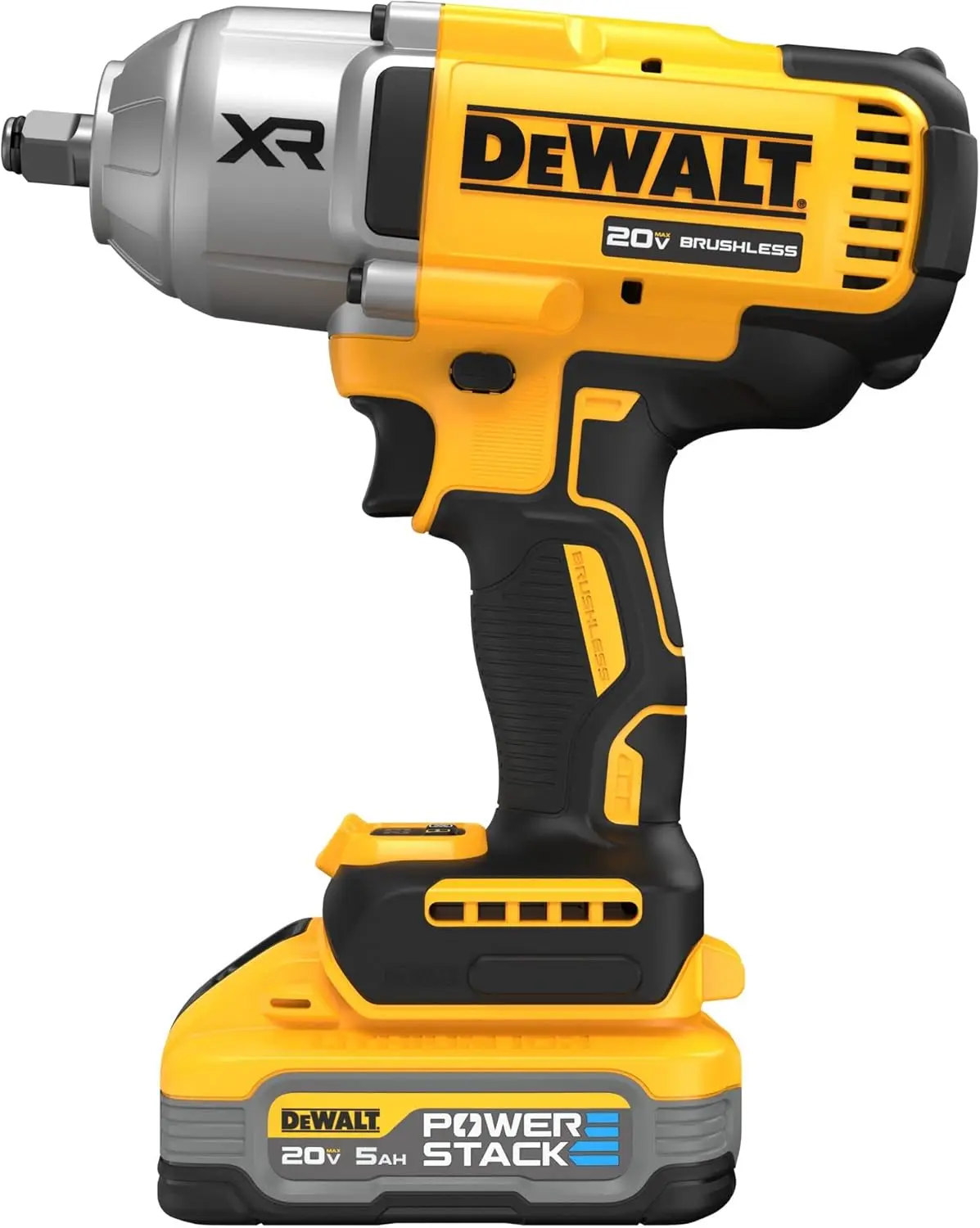 DEWALT 20V MAX* Аккумуляторный ударный гайковерт XR, бесщеточный, 0,5 дюйма. Аккумулятор емкостью 5,0 Ач с высоким крутящим моментом (DCF900H1)