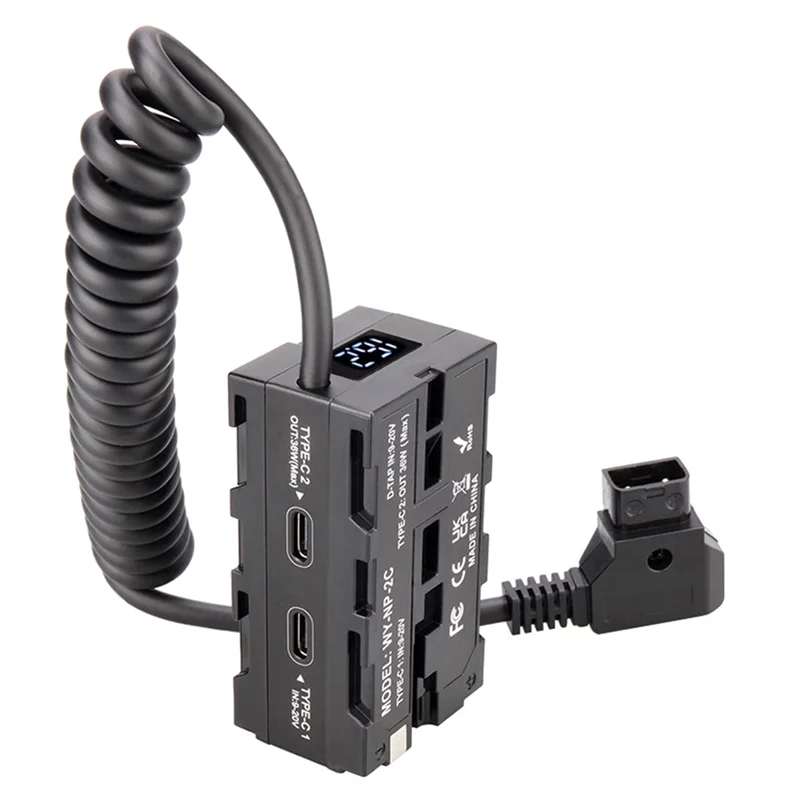 B24B Dummy Battery NP-F NP-F Double-Sided Dummy Battery Virtual Battery Monitor LED Light External V-Port Power Supply