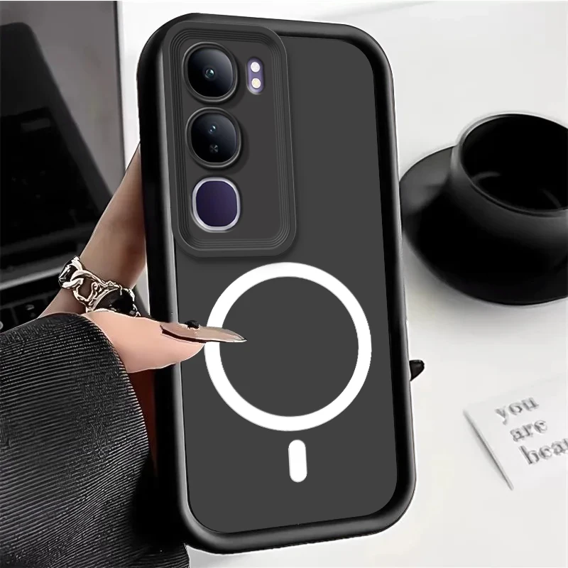 Coque de téléphone Vivo Y19S V2419 avec autocollant magnétique sans fil, protection en silicone souple, coque de pare-chocs