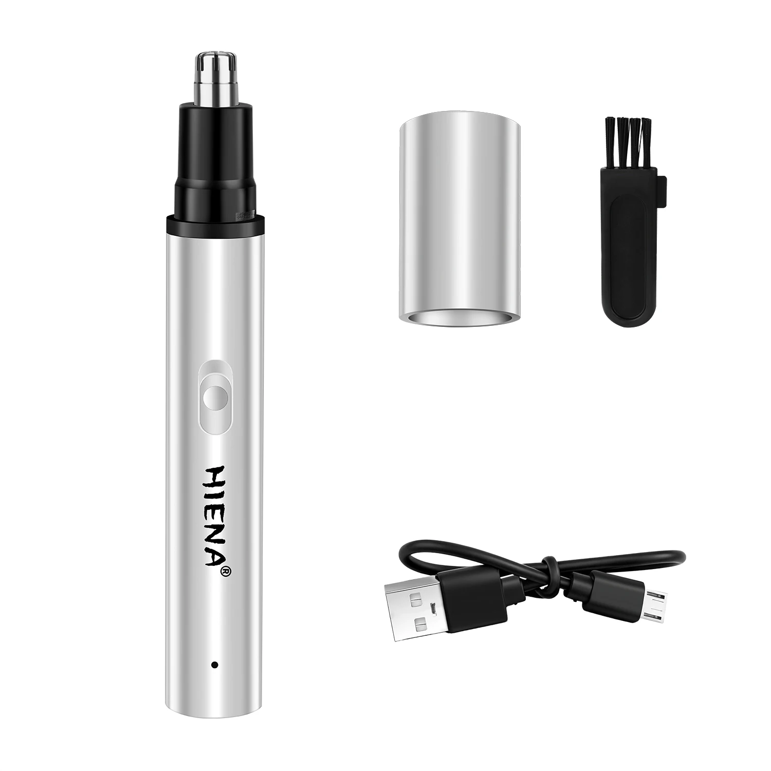 Recortador de vello nasal eléctrico recargable HIENA para hombres, removedor de vello de nariz y orejas sin dolor con carga USB, herramienta de aseo portátil
