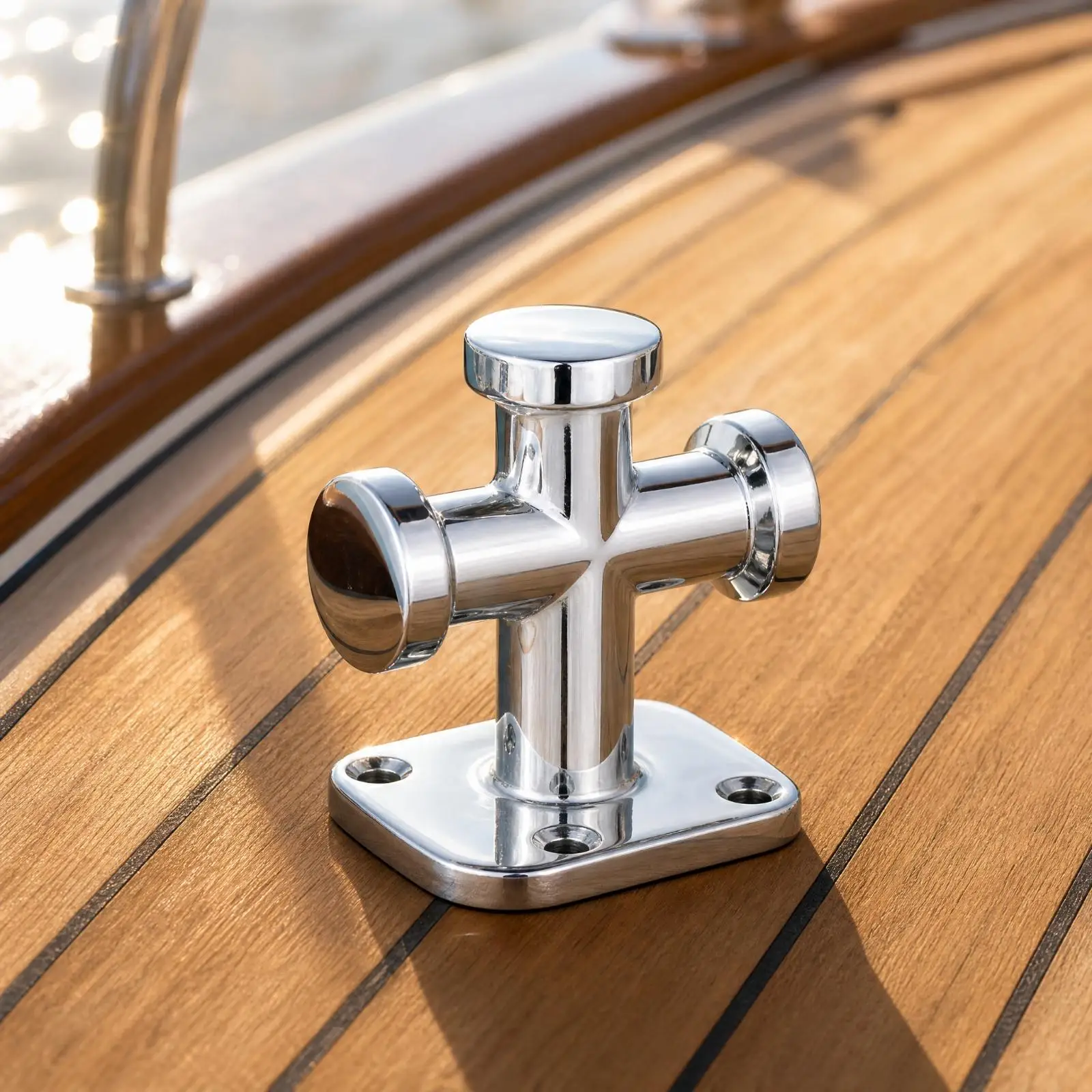 Cross Design Mooring Cleat 316 Steel for Boat Deck Dock Line Securing