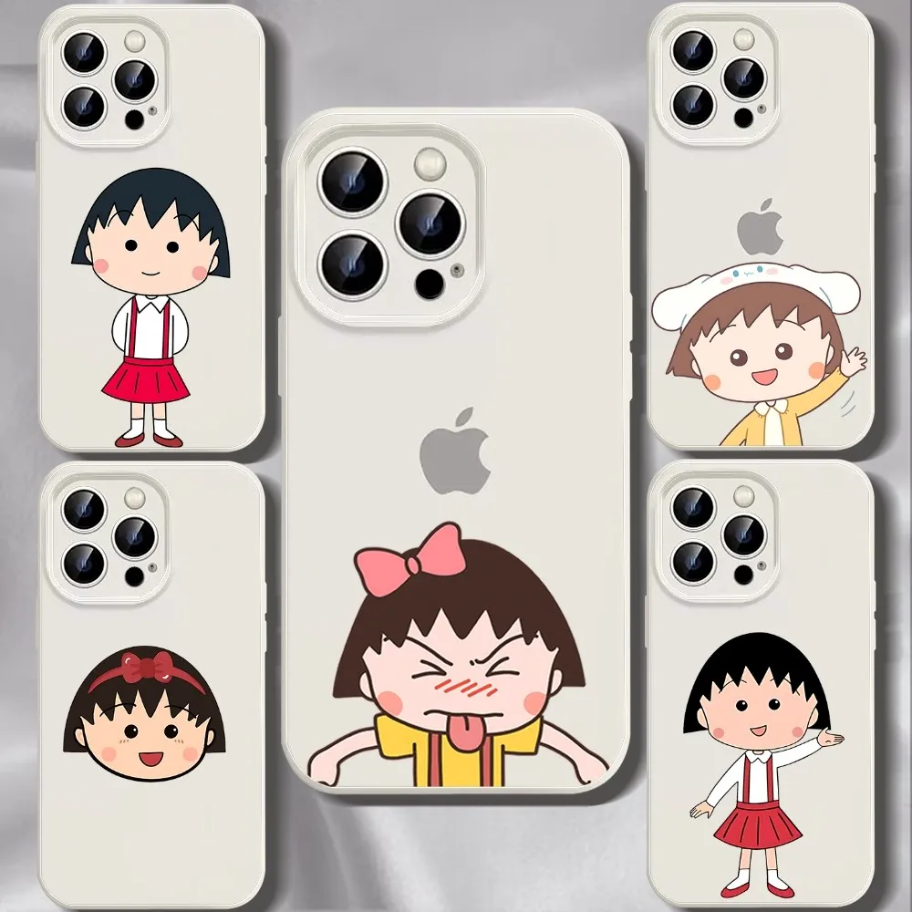 Cartoon Cute C-Chibi Maruko-chan Phone Case For Iphone 11 13 14 15 16 Pro Max X Xr Xs Max Se2020 12mini White Cover Case