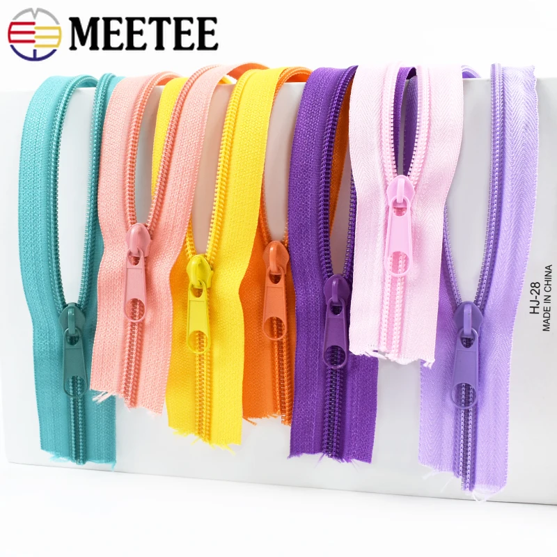 

5/10M 3#5# Colored Nylon Coil Zipper Tapes With Zip Pull Head Bags Garment Decor Shoes Zippers Repair Kit DIY Sewing Accessories