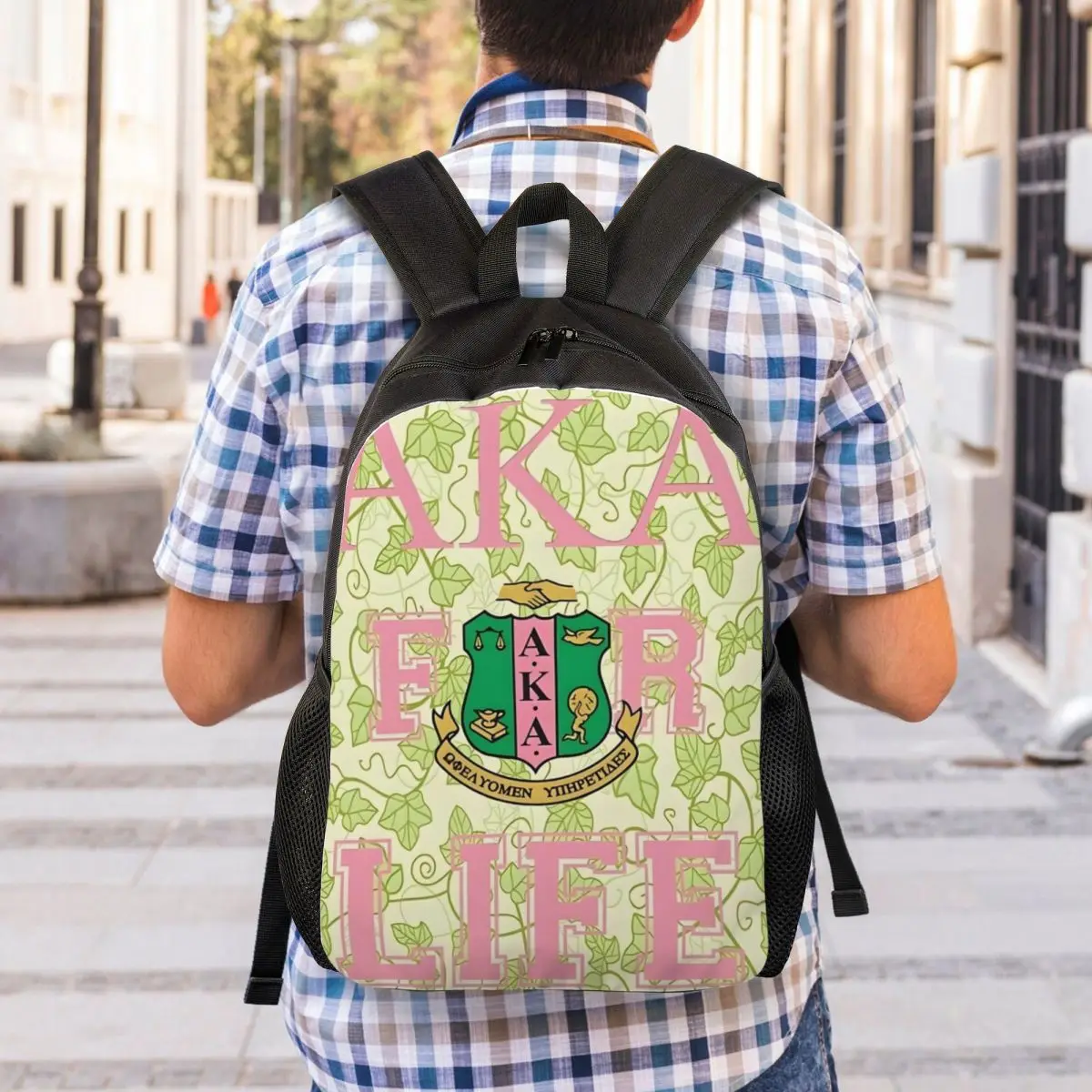 حقائب ظهر مخصصة ثلاثية الأبعاد مطبوعة AKA Life Sorority للبنين والبنات حقائب سفر مدرسية للكلية للنساء والرجال حقيبة كتب تناسب كمبيوتر محمول مقاس 15 بوصة