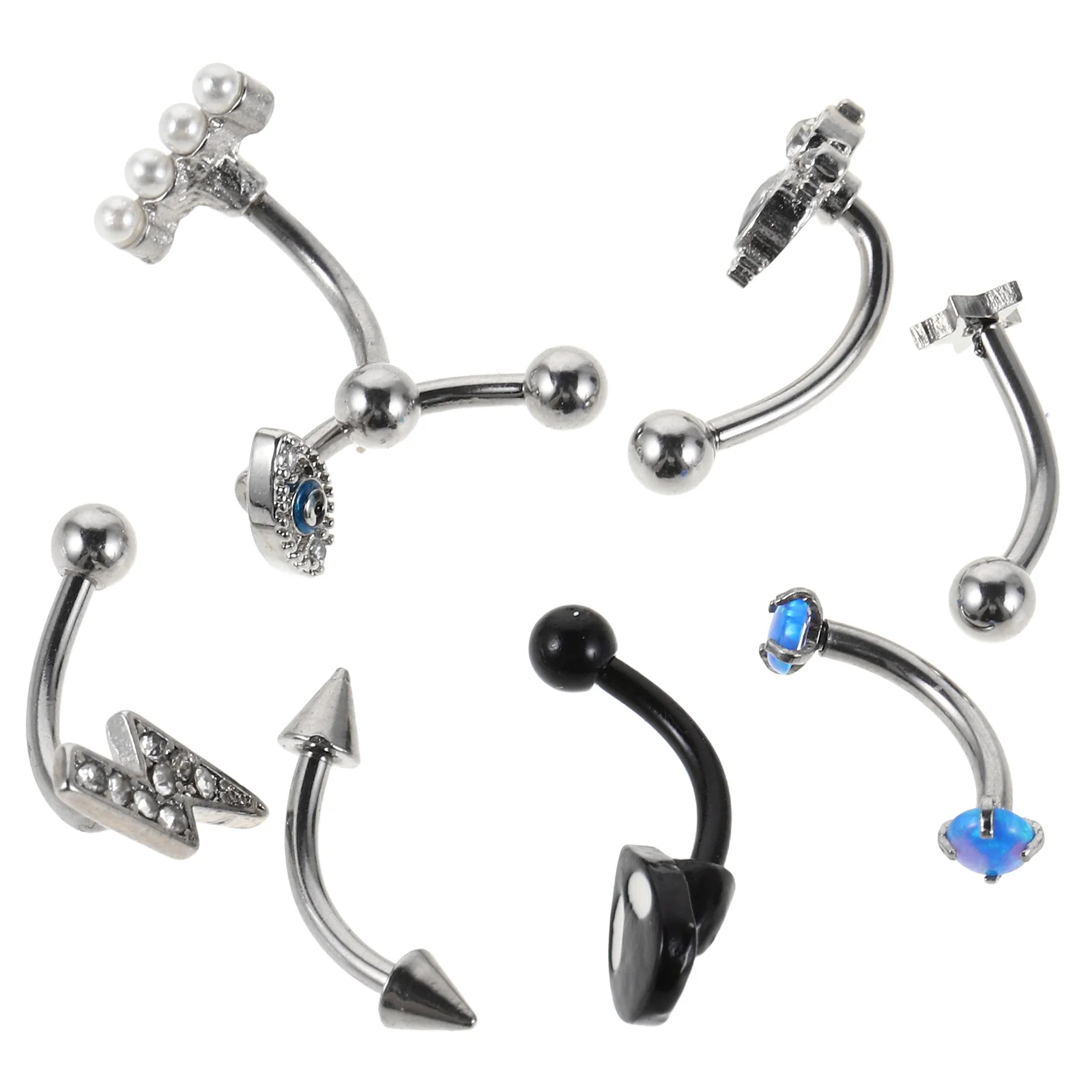 

8pcs Eyebrow Piercing Jewelry For Women Stainless Steel Hypoallergenic Retro Brow Studs Face Piercing Jewelry Set