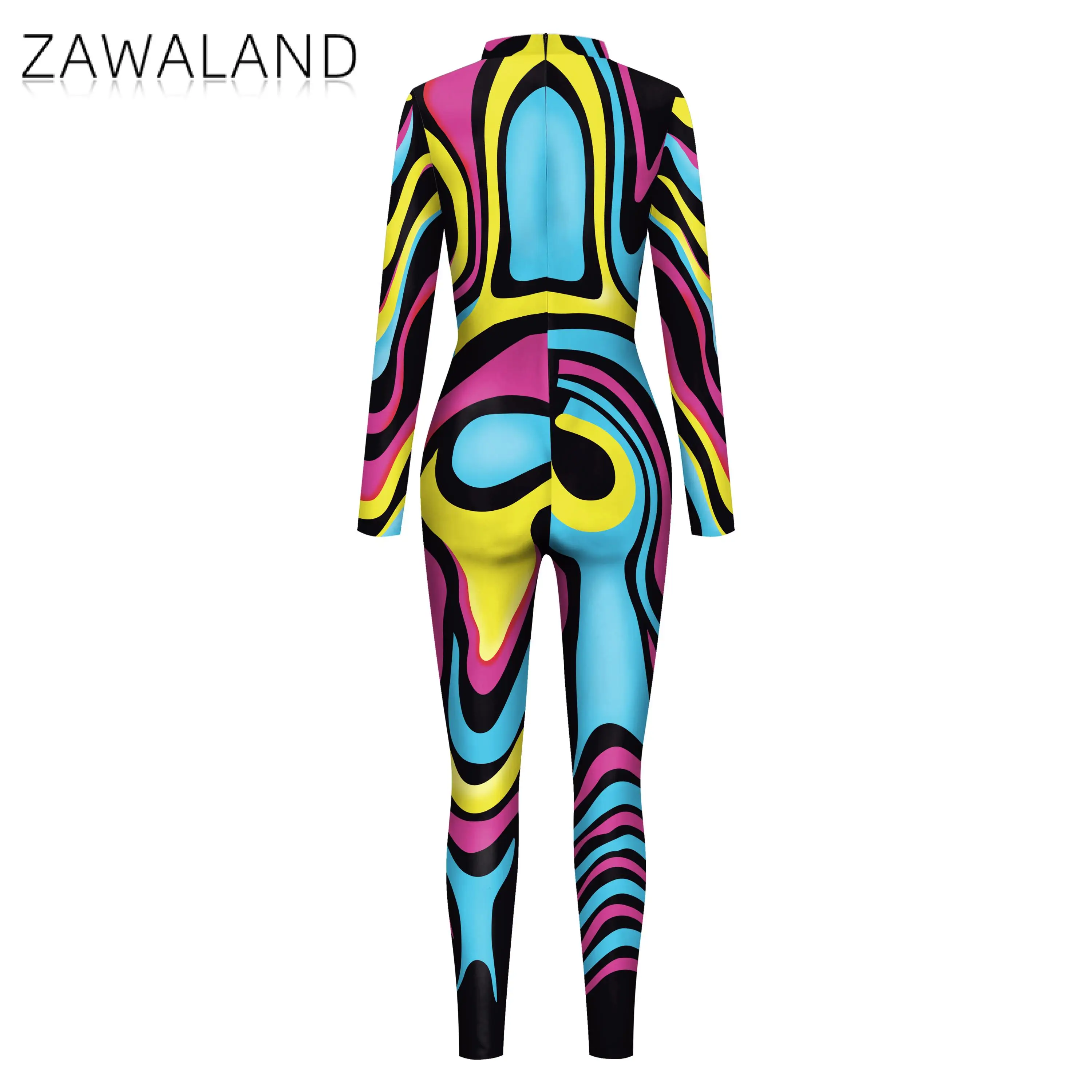 ZAWALAND-trajes a juego con estampado 3D, traje de Cosplay de Purim, mono Sexy de manga larga para padres e hijos, traje muscular Zentai