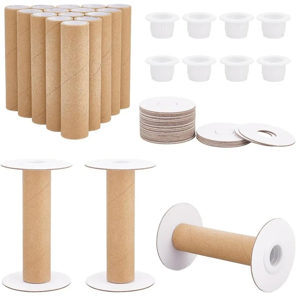 PH 16 Sets Empty Paper Thread Spools Wire Weaving Bobbins Paper Sewing Spools Detachable Thread Ribbon Holder for Yarn Cord