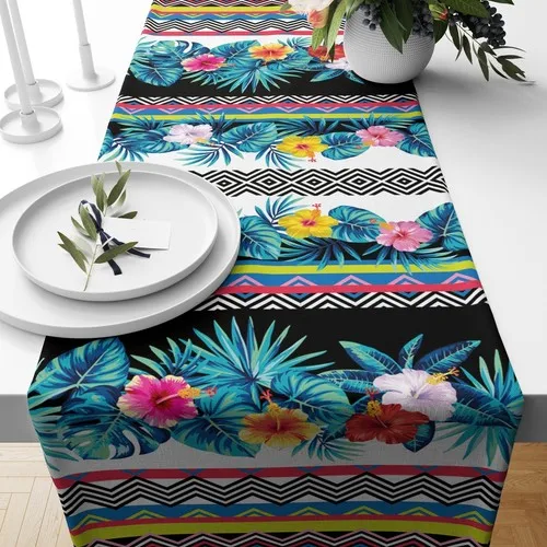 Month Digital Flower Patterned Digital Printed Runner Table Cloth