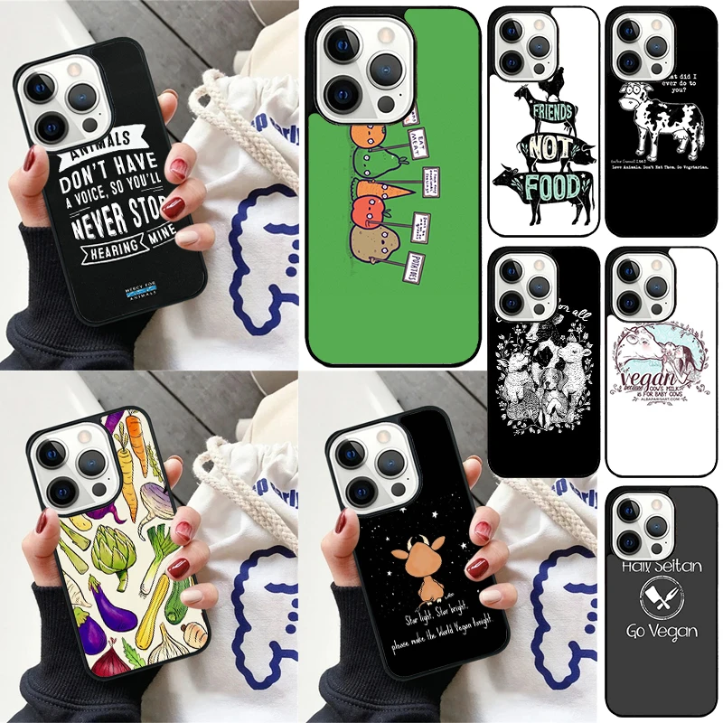 Go Vegan Food Vegetarians VEGGIE Cover For iPhone 16 13 14 15 Pro Max 12 Mini 11 15 Pro Max 7 8 Plus Max SE 2020 Phone Case