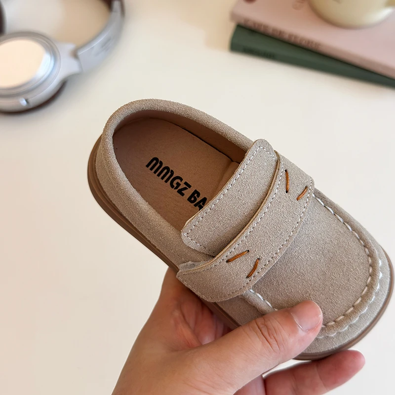 

Heel Children Suede Leather Shoes for Girls England Style Classical All-match Baby Toddler Boat Shoes Everyday Flats