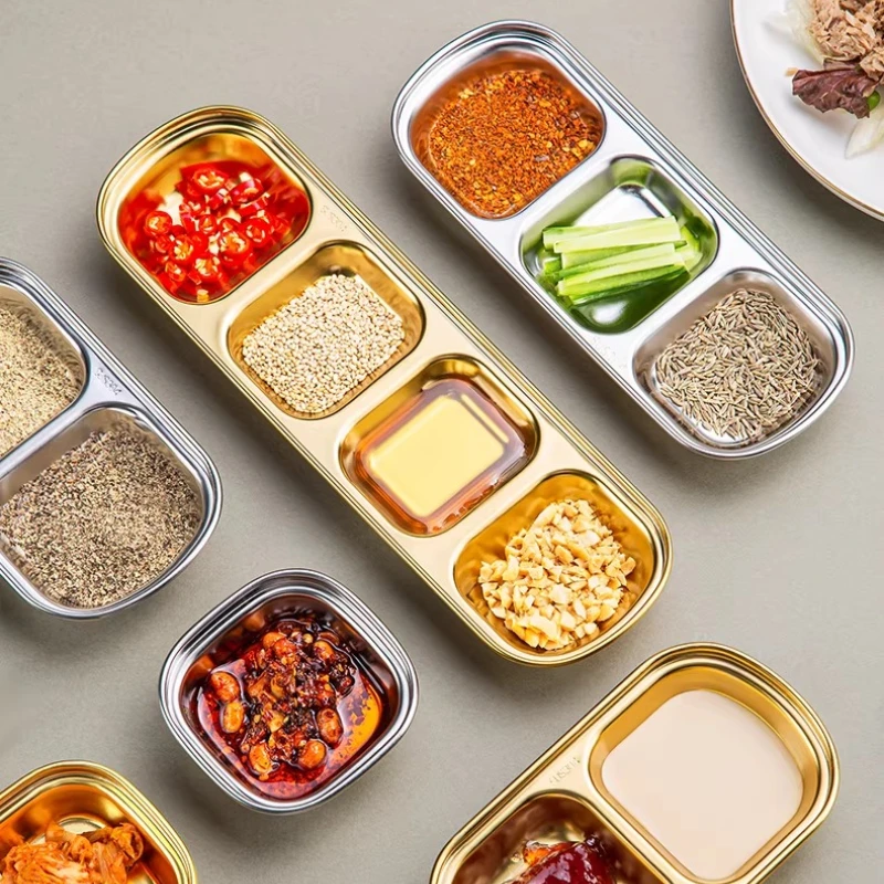 

LMM Stainless Steel Korean Barbecue Dipping Dish Small Dish Soy Sauce Vinegar Dish