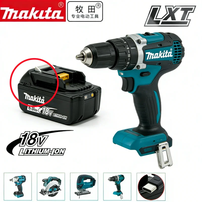 

Аккумулятор Makita 18V 6.0Ah новый | Оснащен быстрой зарядкой через USB-C | Замена литиевых аккумуляторов BL1830B, BL1850B, BL1850, BL1860, BL1815
