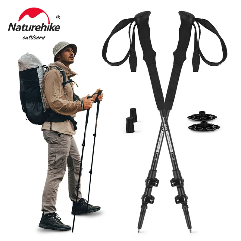 Naturehike ST03 Snow Pro Trekking Poles Outdoor Aluminum Alloy Camping Hiking Cane External Lock Telescopic Climbing Equipment