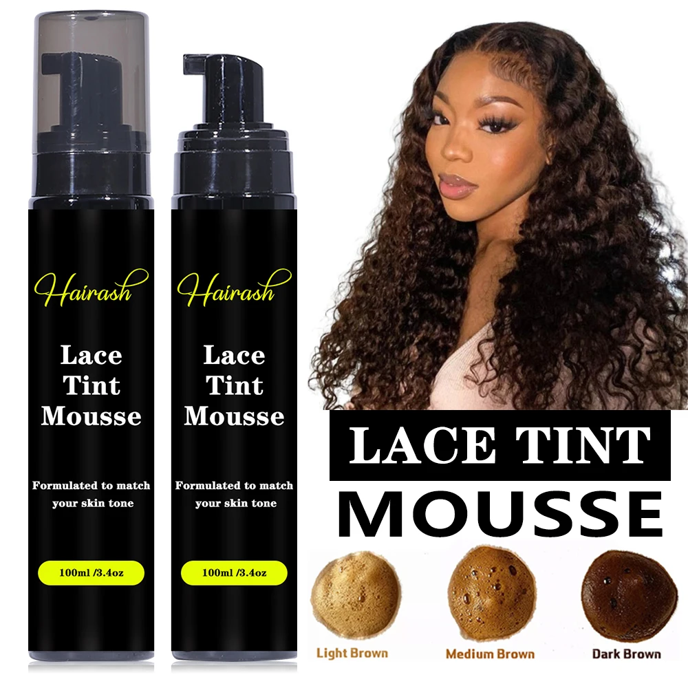 Lace Tint Mousse Waterproof For Lace Front Wigs Light/Medium/Dark Wig Knots Healer Quick Dry Wig Grids Concealer Tint Spray