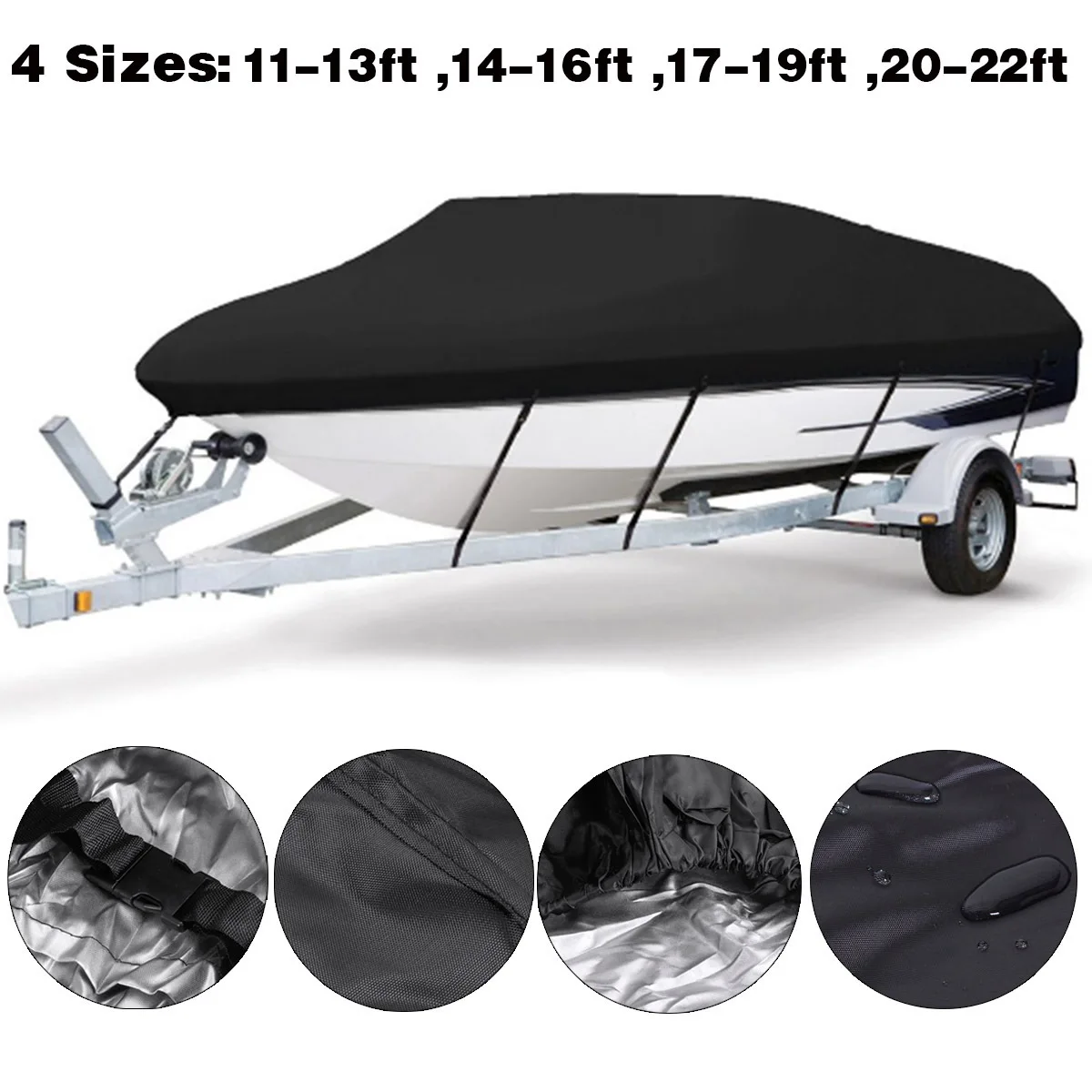 Cross-border 210D waterproof boat cover Speed boat towing fishing V-shaped square boat cover Rain and sun protection cover