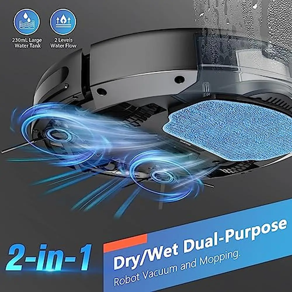 Smart Robot Vacuum Cleaner Mop Combo WiFi/App Control 2 in 1 Cleaning Robot with Water Tank & Dustbin Ideal Hard Floors & Pet