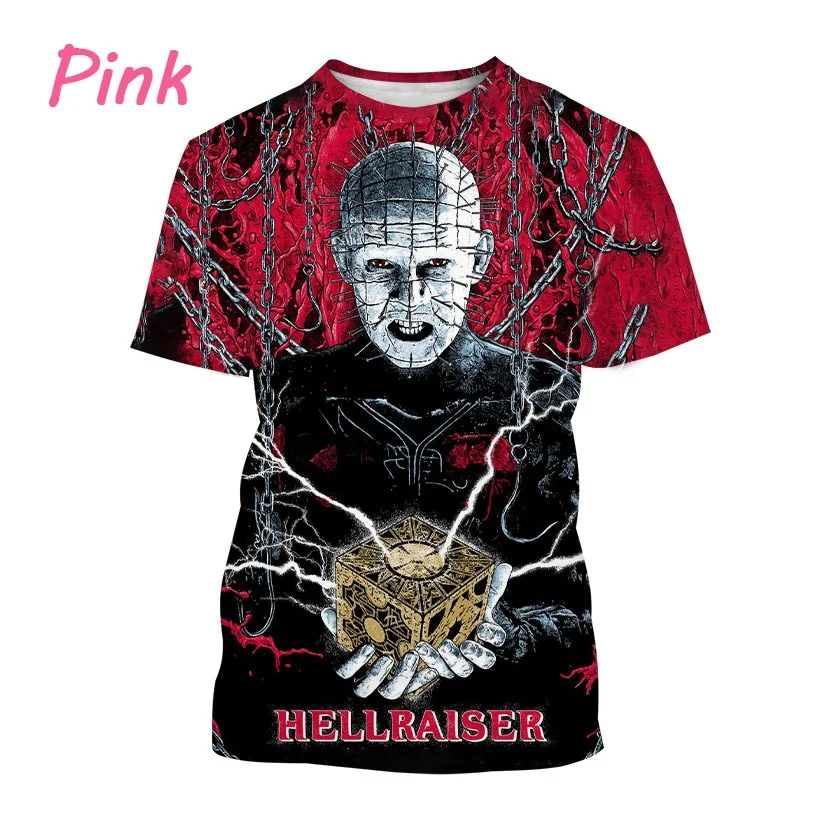 Men\'s and Women\'s New Sale Hellraiser 3D T-shirt Fashion Movie T-shirt Punk Hip-hop Street Style O-neck Casual Short Sleeve