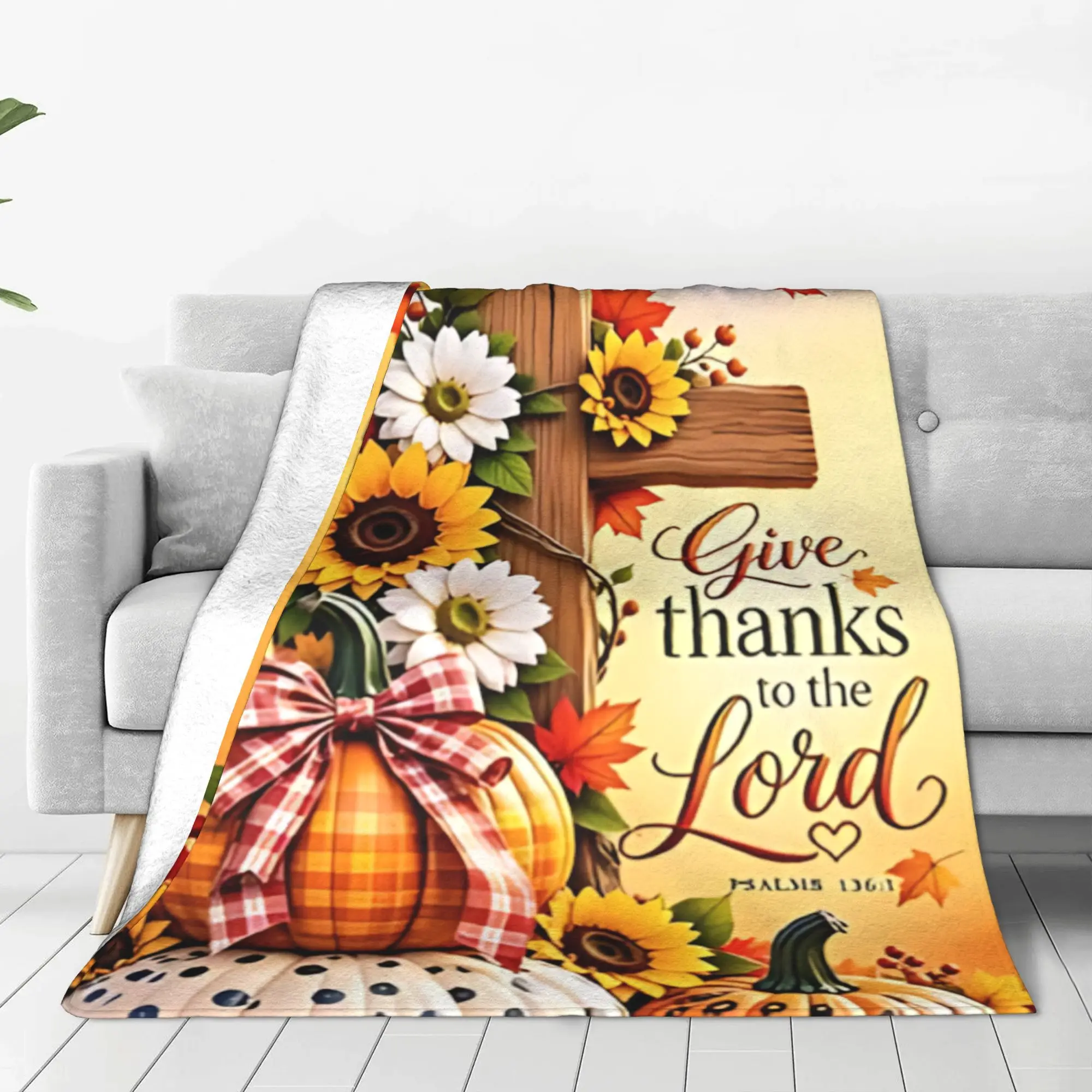 1PC Home Thankful Grateful Blessed  Blanket Throw Super Cosy Plush Living Room Sofa Gift for Christmas Happy New Year