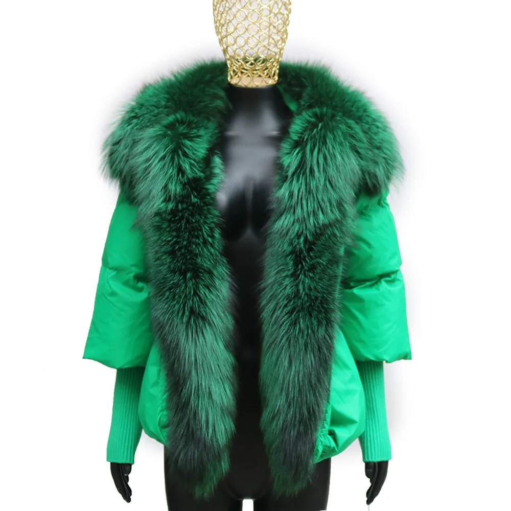 2026 Winter Real Fox Fur Collar White Duck Down Padded Down Jacket Regular Fashion Warm Big Fur Collar Women's Coat