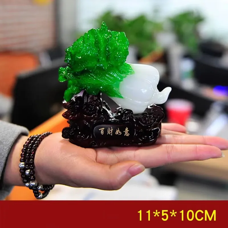 High-Quality Traditional Jade Shape Chinese Cabbage Resin Decoration Desk Ornaments Gift Home Office Shop Car Decoration