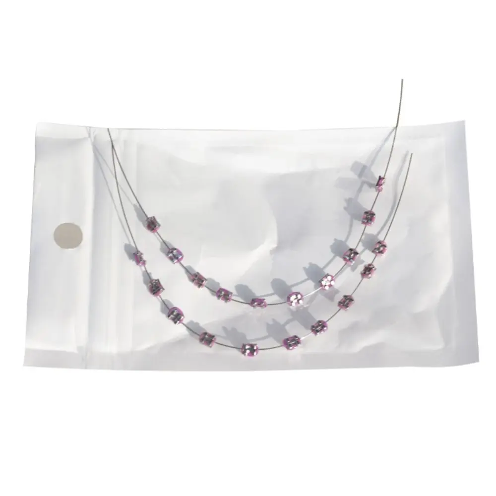 1 Pair Colorful Temporary Tooth Decoration with Metal Wires Dental Decorations Orthodontic Ligature Ties Fake Brackets Braces