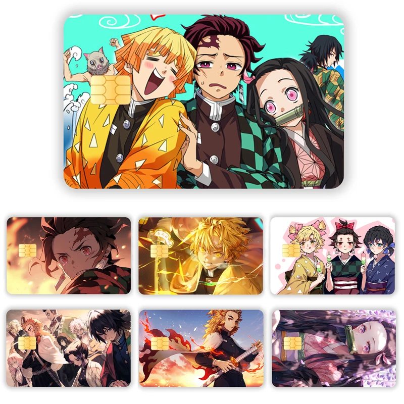 Japanese Comics Demon Slayer's Blade Pvc Sticker Waterproof Anime Film Tape Skin for Credit Card Debit Card Sticker Decal Gifts