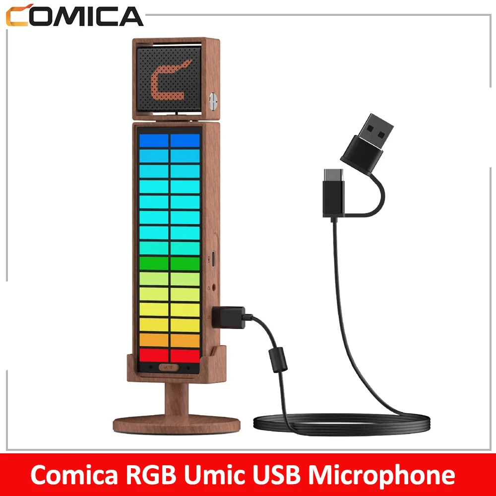 

Comica RGB Umic Cardioid Condenser USB Microphone for PC Laptop Smartphone Xbox PS4/5, for YouTube Twitch Gaming Streaming Lapto