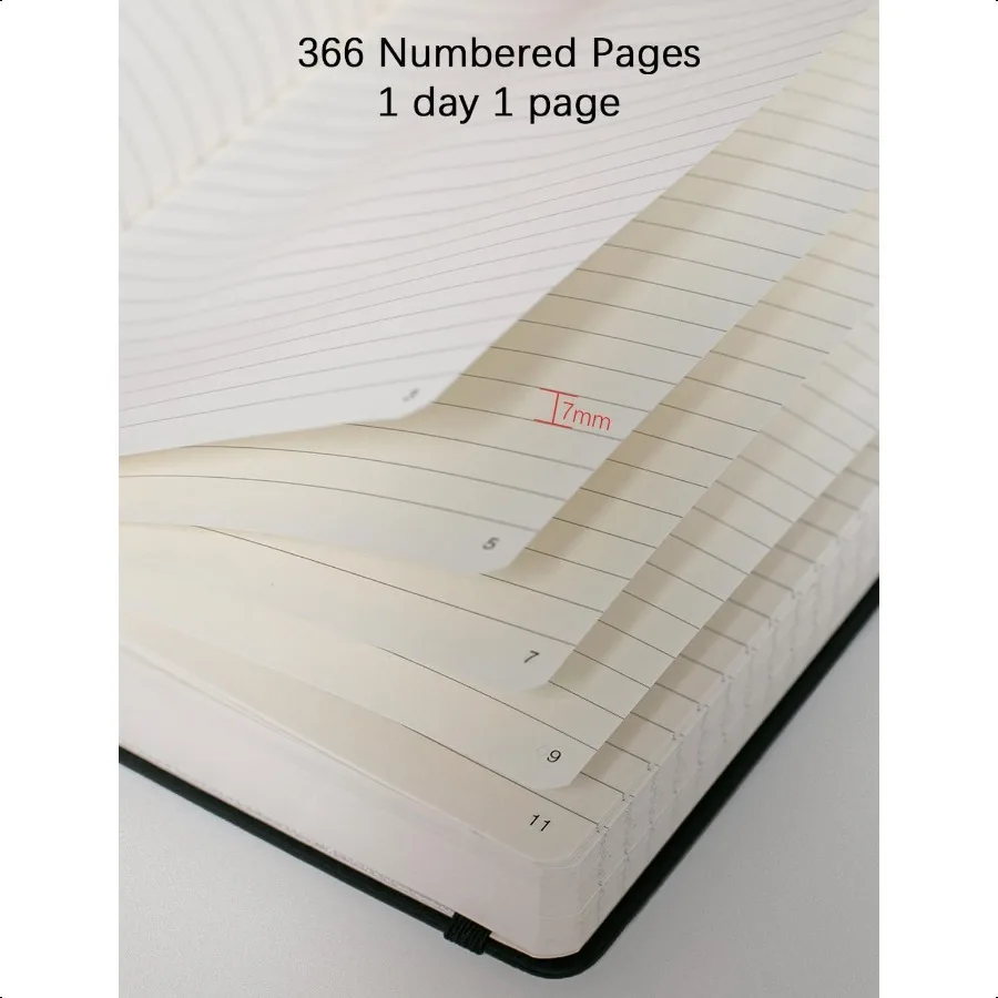 دفتر ملاحظات سميك مسطر للكلية مع 366 صفحة مرقمة ومجلات A5 للكتابة مع دفتر ملاحظات جلدي مبطن بالورق 100GSM