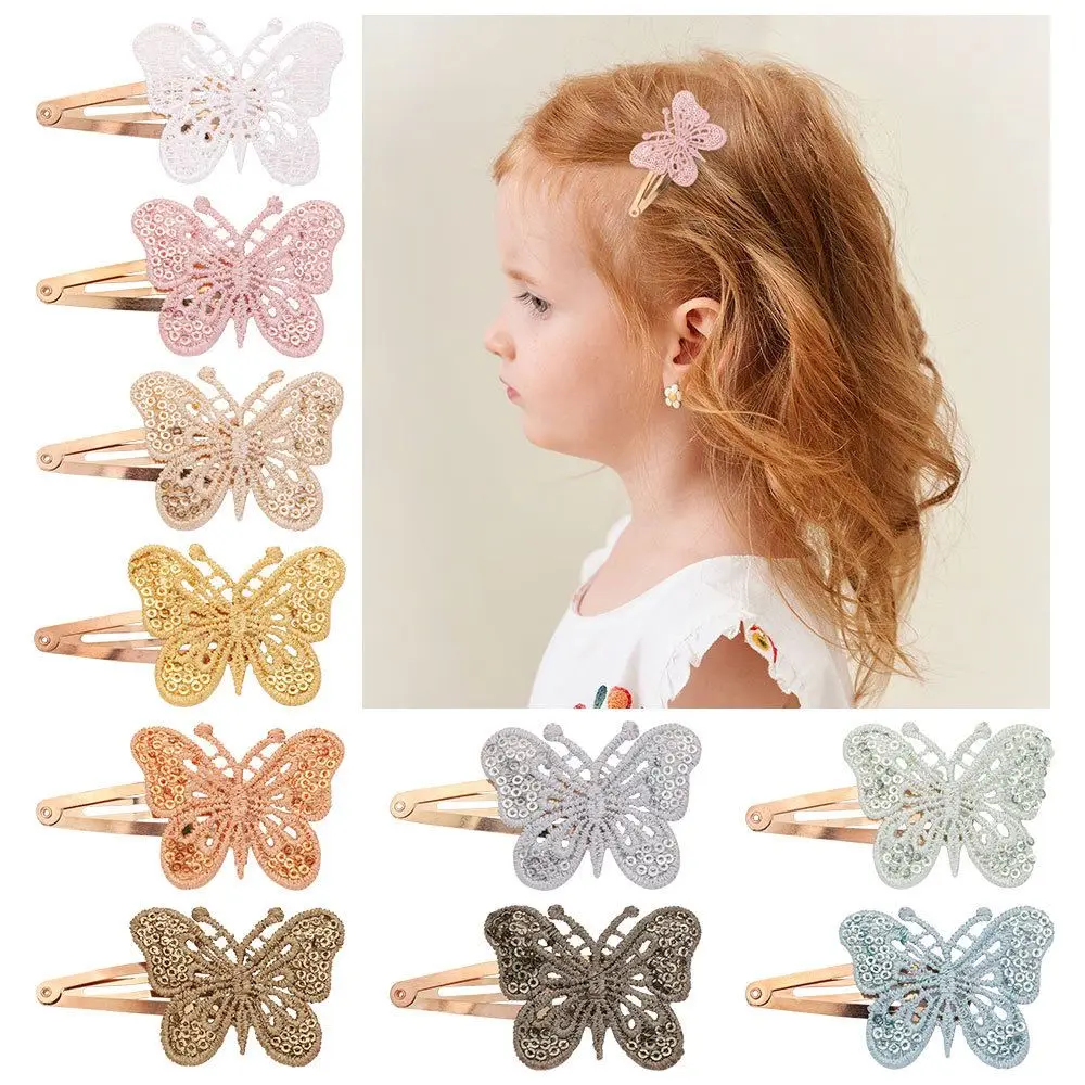 100pc/lot Lace Embroidered Butterfly Bow Baby Girl Hair Clips Hairpins for chirdren Hair Accessories Lace Barrettes Kid Headwear