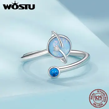 WOSTU 925純銀蛋白石藍色星球開口戒指,創意女孩生日飾品,可疊戴派對戒指,禮物 10 最佳銷售 藍色蛋白石戒指 - №5