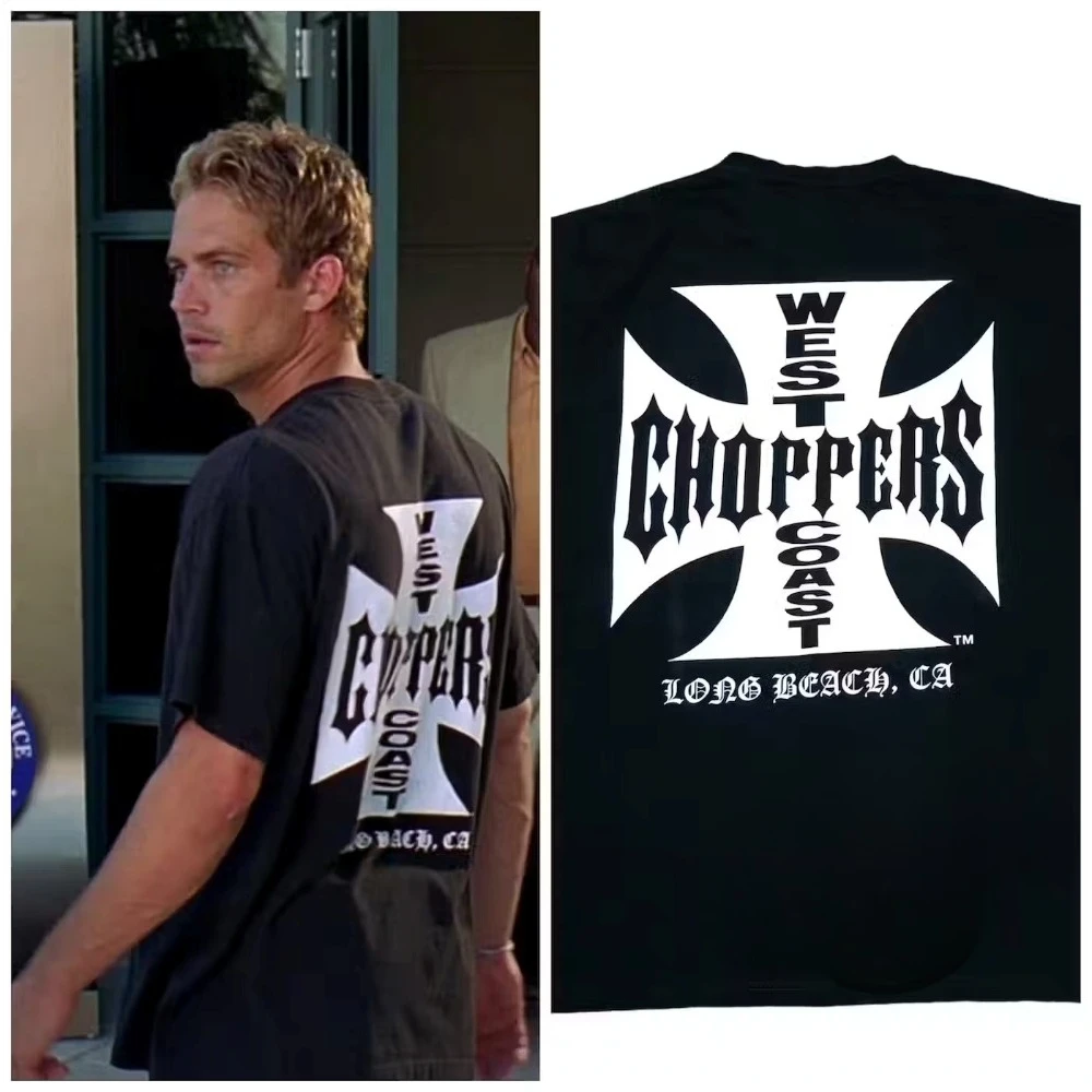 Retro Distressed West Coast Choppers Cross Graphic T-shirt Motorcycle Biker Short Sleeve Unisex Casual Streetwear Cotton Tee