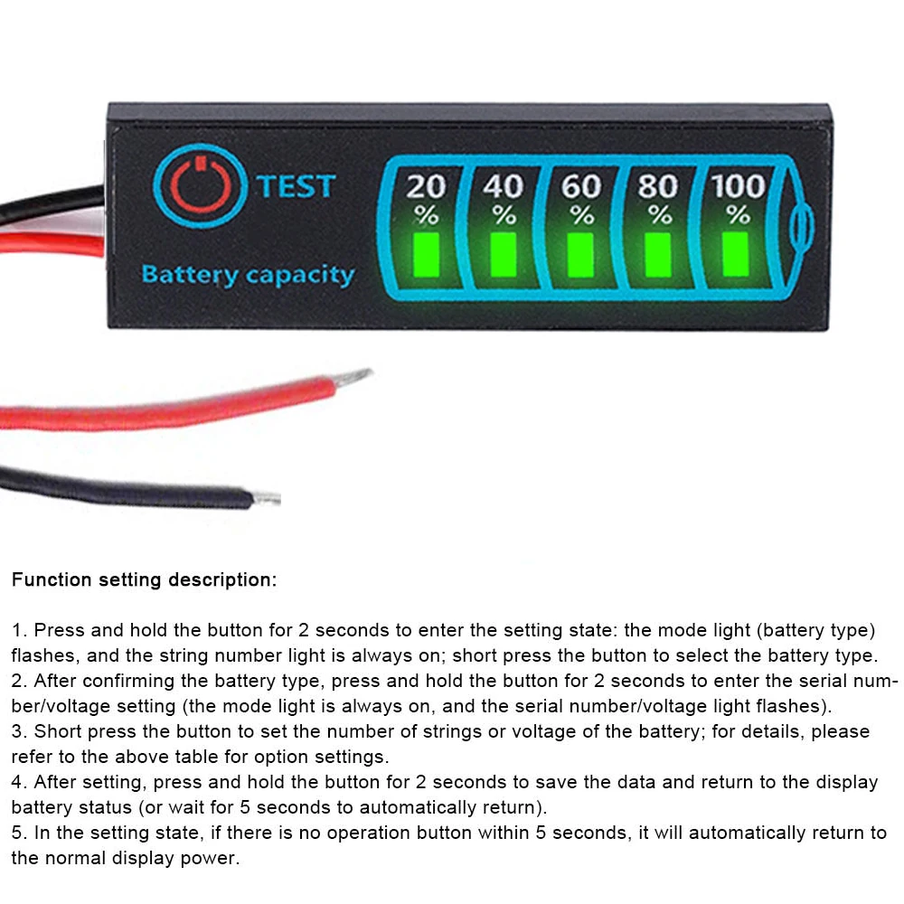 2S-8S 18650 Li-ion Lipo Lithium 5-30V Lead Acid Battery Level Indicator Tester LCD Display Meter Module Capacity Voltage Meter